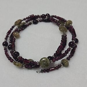 Amethyst And Quartz Beaded Coil Bracelet